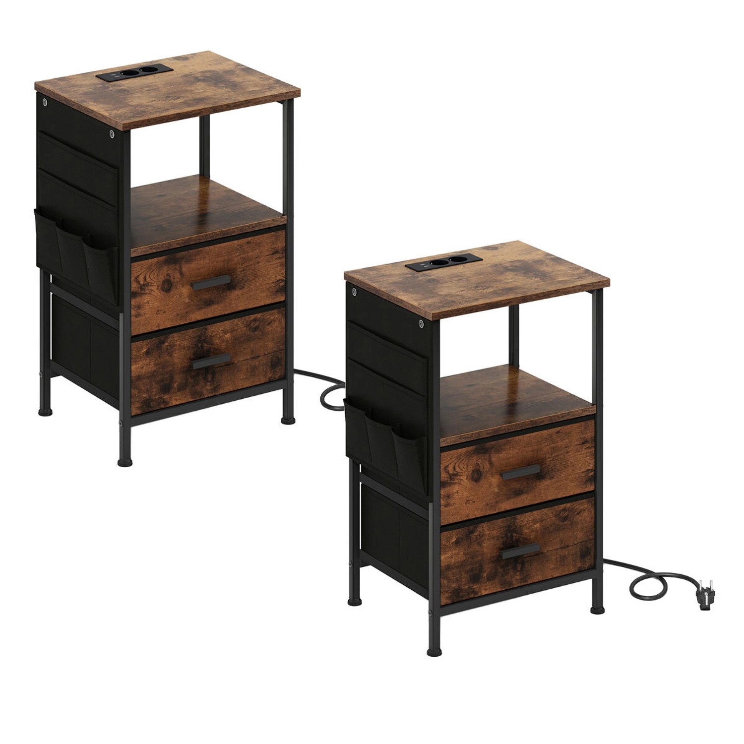 Costway Nachttisch mit LED und Ladestation 2er Set Beistelltisch günstig online kaufen