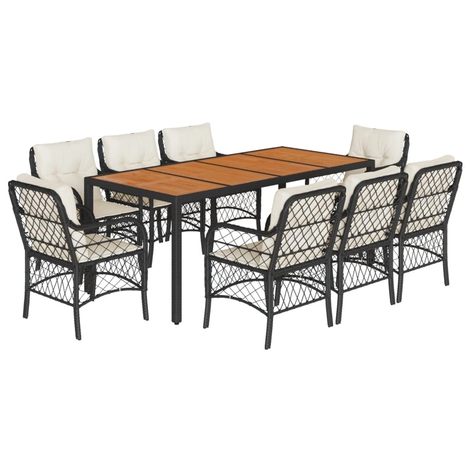 vidaXL 9-Tlg Garten-Essgruppe mit Kissen Schwarz Poly Rattan 3212041 günstig online kaufen