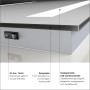 Detailaufnahme DSK Design LED-Lichtspiegel Silver Dream (80x60 cm) mit An-Aus-Schalter und sandgestrahlten Lichtausschnitten.