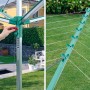 Leifheit Wäschespinne Linomatic V 40m: Höhenverstellbarer Wäscheständer mit Leinenautomatik im Garten.
