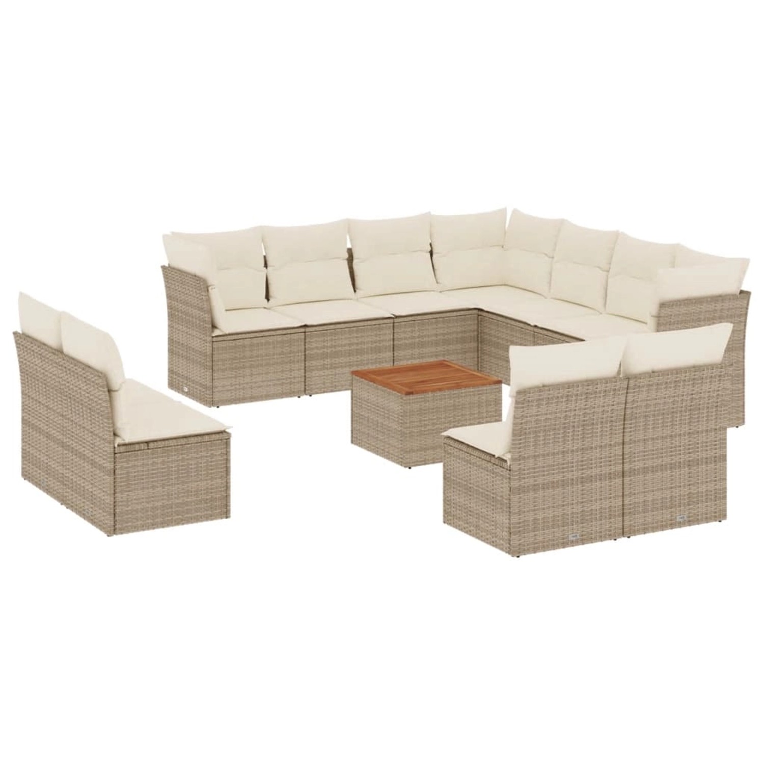 vidaXL 12-Tlg Garten-Sofagarnitur mit Kissen Beige Poly Rattan 3256037 günstig online kaufen
