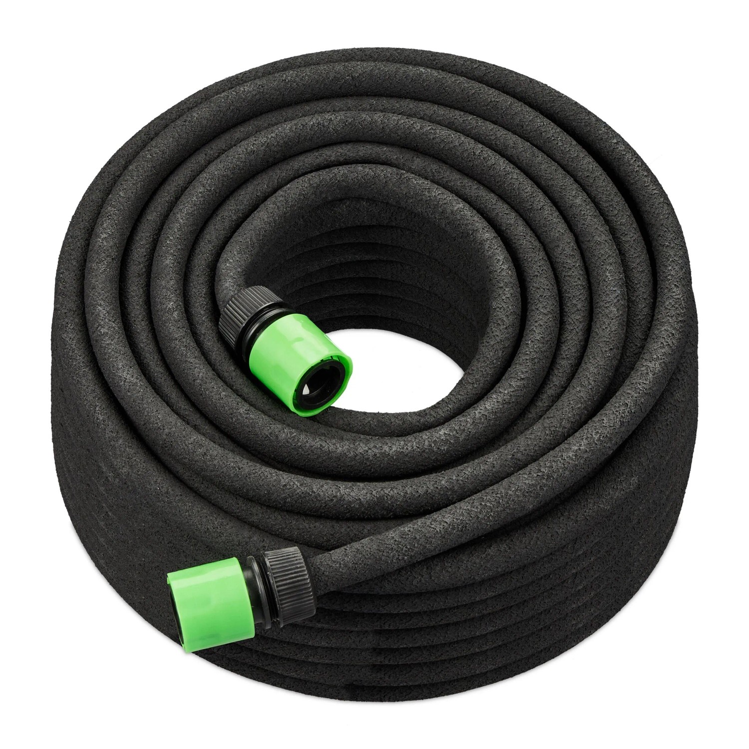 Relaxdays Tropfschlauch Gummi Messing PVC Schwarz Flexibel Wassersparend 50 m 4,6 kg
