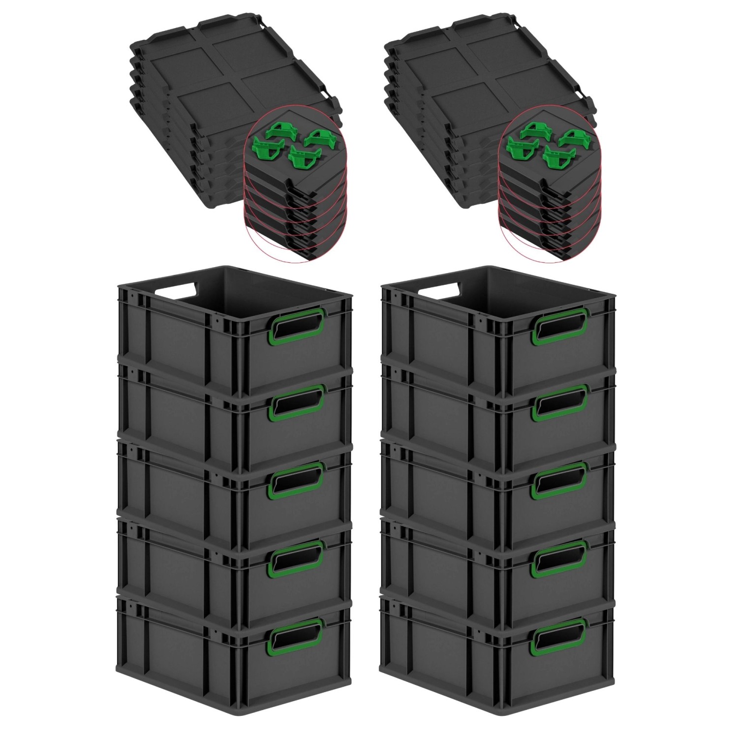 PROREGAL SuperSparSet 10x Eurobox Nextgen Color Mit Auflagedeckel HxBxT 17x günstig online kaufen