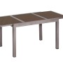 Rechteckiger, ausziehbarer Gartentisch von Merxx, 100x75 cm, mit brauner Glasplatte und Aluminiumgestell.
