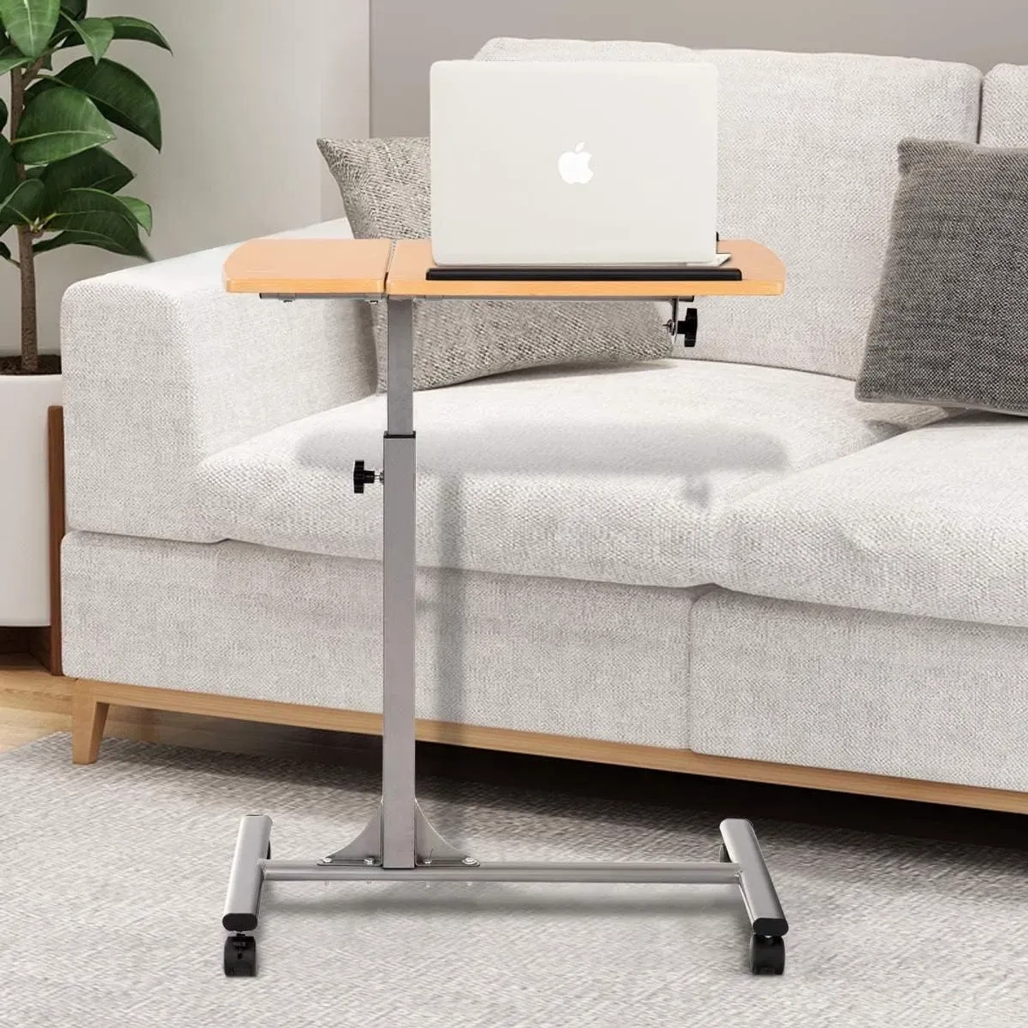 Costway Laptoptisch Höhenverstellbar und Neigungsverstellbar Natur_2