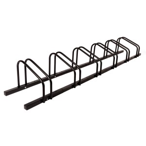 Schwarzer KARAT Fahrradständer Linus für 6 Fahrräder, zur Boden- oder Wandmontage.