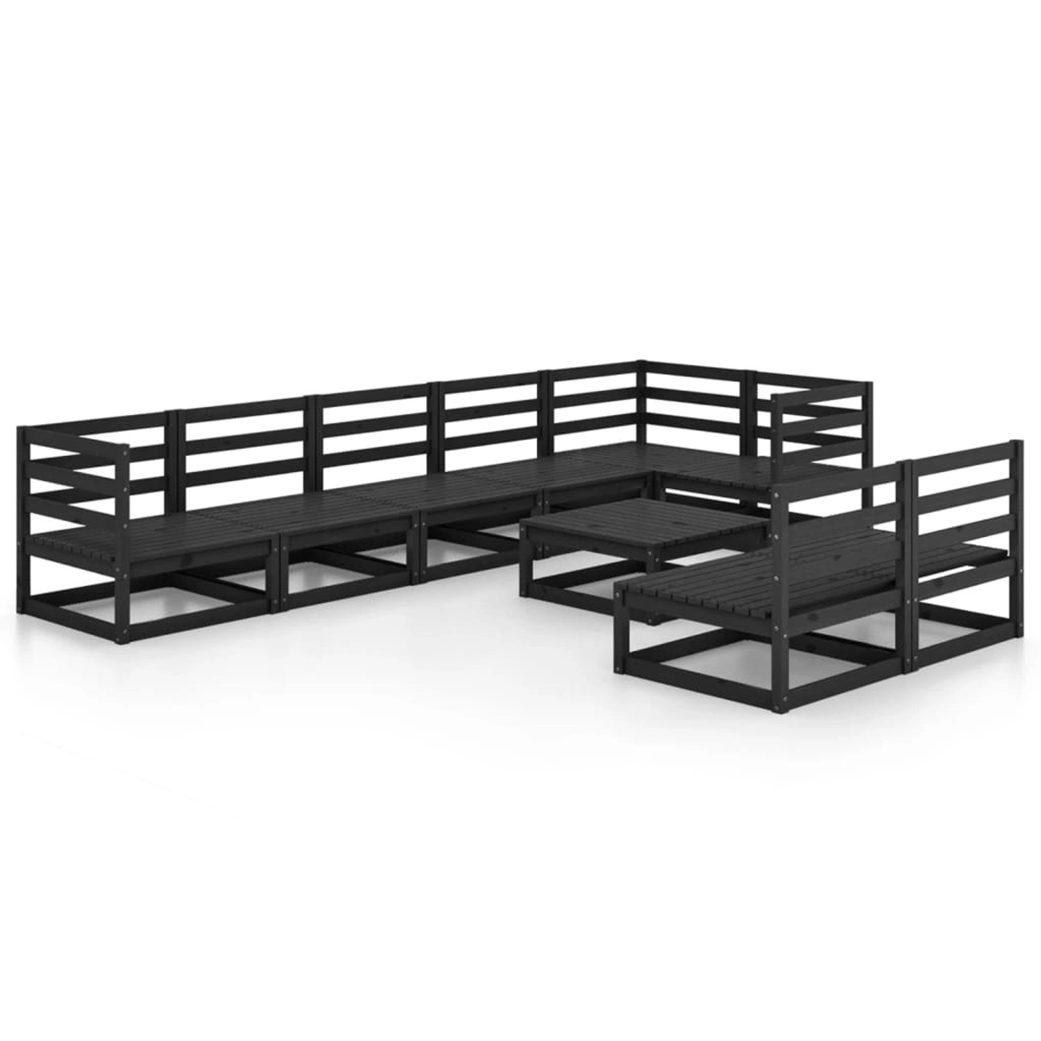 vidaXL 9-tlg Garten-Lounge-Set Schwarz Massivholz Kiefer Modell 11 günstig online kaufen