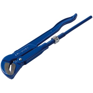 Blaue LUX Eckrohrzange 320 mm Classic aus Karbonstahl für Muttern und Rohre bis 25 mm Durchmesser.