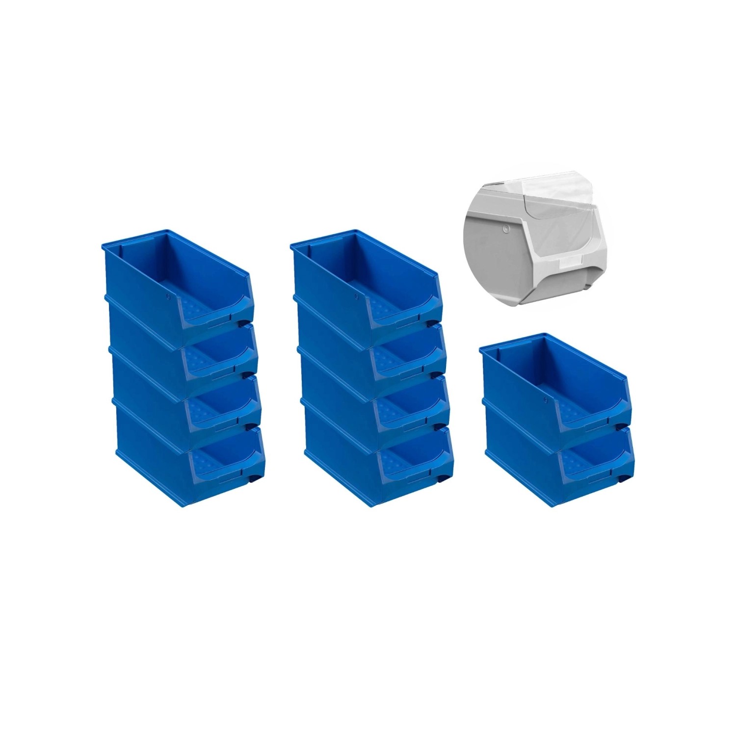 SparSet 10 x Blaue Sichtlagerbox 4.0 Mit Abdeckung HxBxT 15 x 20 x 35 cm 7,2 Liter Sichtlagerbehälter Sichtlagerkasten