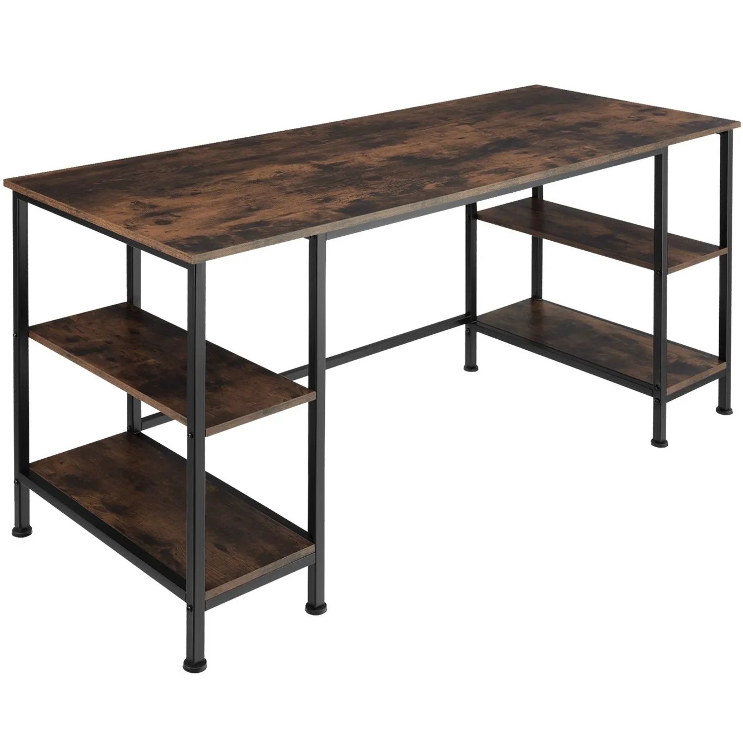 Tectake Computer Schreibtisch Stoke Industrial Style Holz und Stahl  137 x 55 x 75 cm Industrial Holz Dunkel  Rustikal