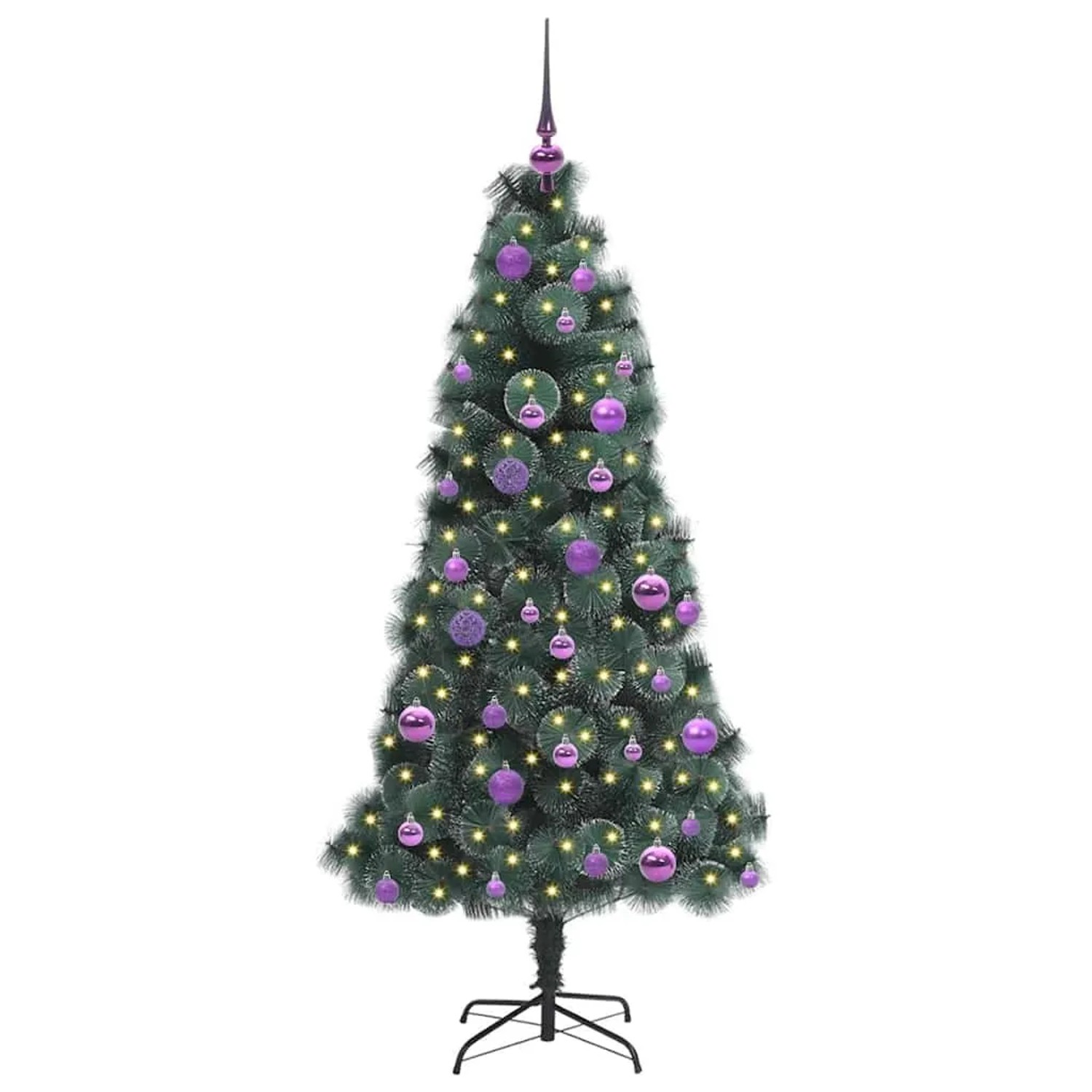 vidaXL Künstlicher Vorbeleuchteter Weihnachtsbaum mit Kugelset 150 cm 3396159