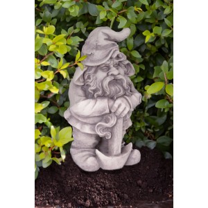 DELUKE Gartenfigur THEO, Zwerg in Weiß, 39 cm, Gartendeko für den Außenbereich.