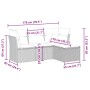 vidaXL Garten-Sofagarnitur, 4-teilig, hellgraues Poly Rattan, mit Maßangaben.