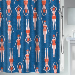 Spirella Duschvorhang Baigneuses blau mit Bademotiv, 180x200 cm.