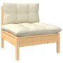 vidaXL Garten-Lounge-Eckteil mit Kissen, Kiefernholz, creme. Teil eines modularen Gartenmöbel Sets.