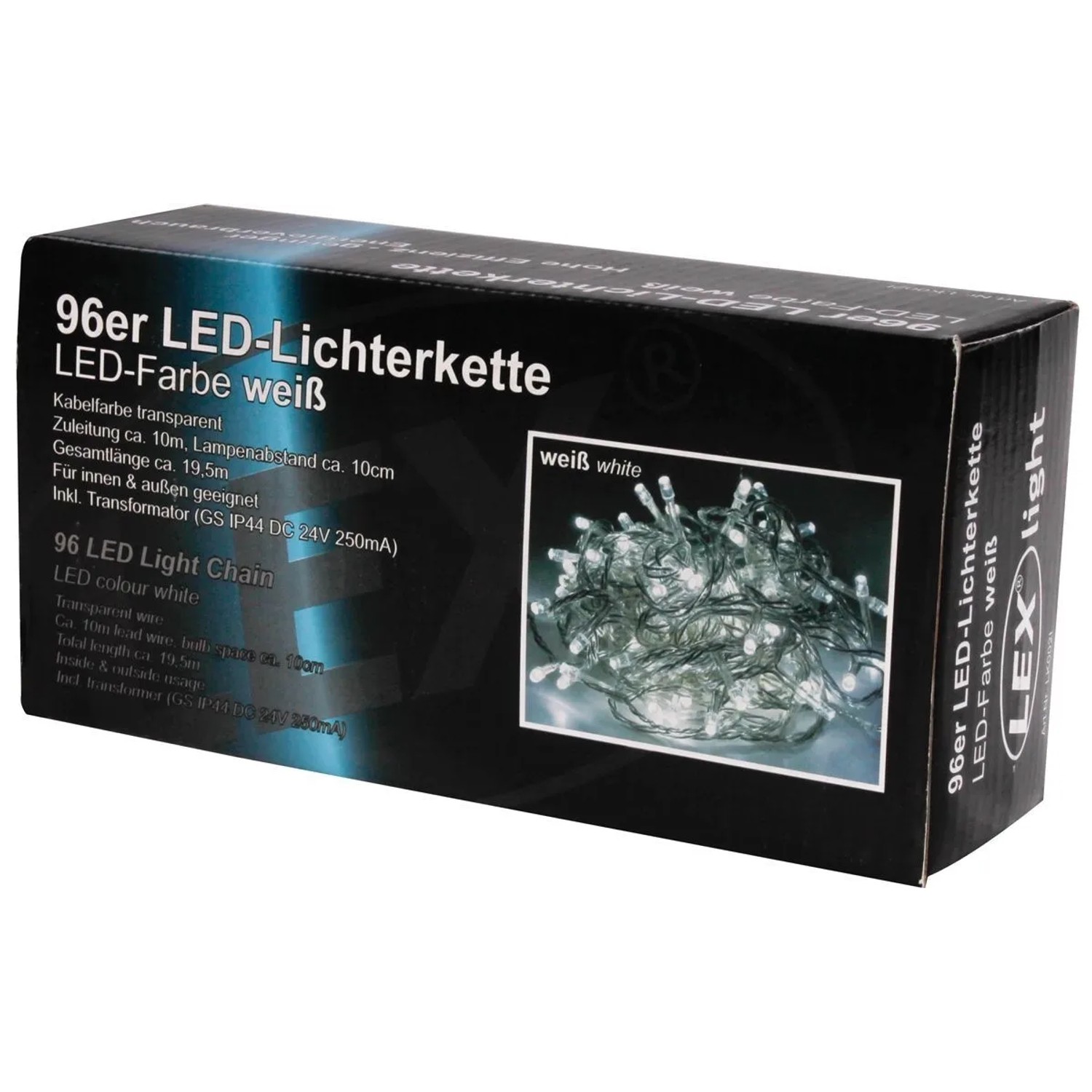 Lex 96er LED Lichterkette Außen Innen Partylichterkette Weihnachtslichterkette Weiß