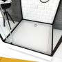 Aurlane Komplettdusche Metro 80x80 cm mit schwarzem Rahmen und weißer Duschwanne.