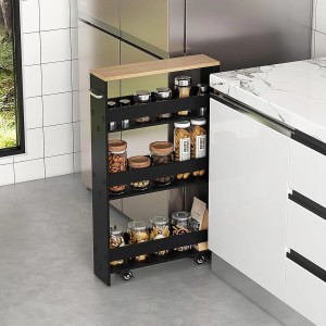 Schwarzer Costway Küchenwagen mit 4 Etagen und Rollen, ideal für Bad oder Büro.