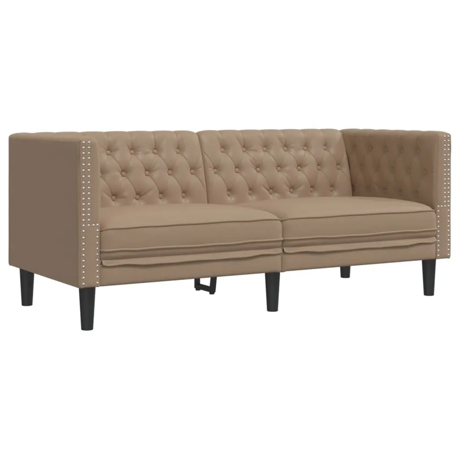 vidaXL Chesterfield-Sofa 2-Sitzer Cappuccino Kunstleder 372664