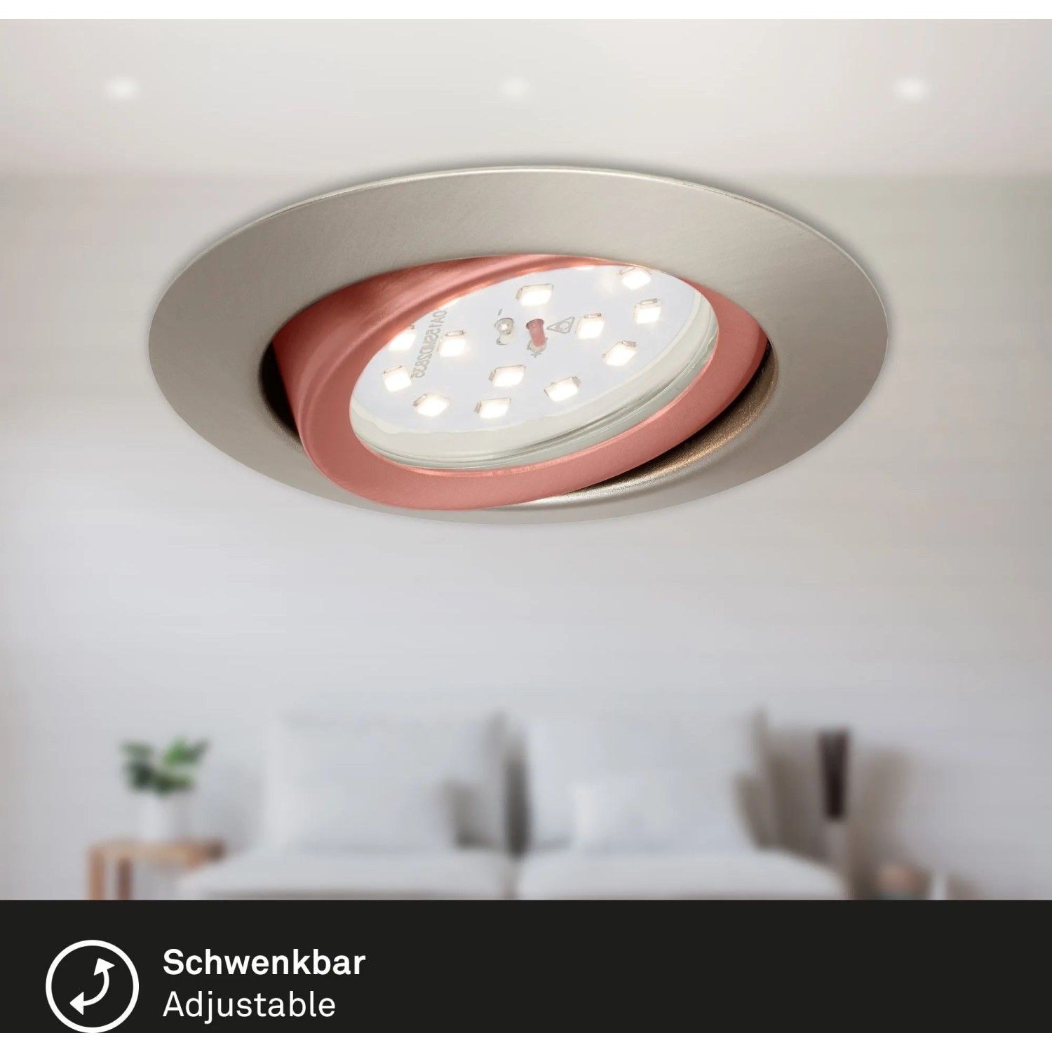 Briloner LED-Einbaustrahler, Nickel matt, schwenkbar, für Innenräume.