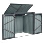 Axi Gartenschrank Oscar, anthrazitfarbene Mülltonnenbox für 2 Tonnen (je 240 l), Deckel geöffnet.