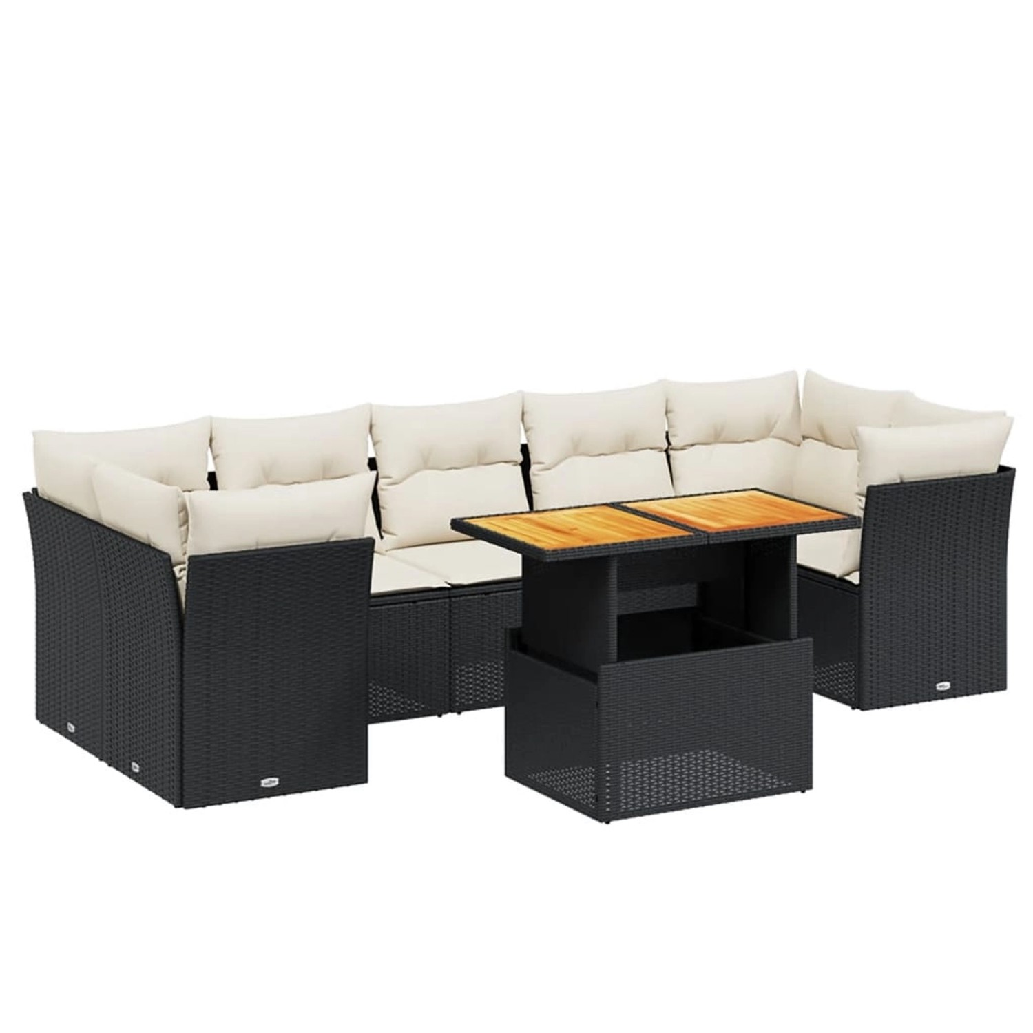 vidaXL 8-Tlg Garten-Sofagarnitur mit Kissen Schwarz Poly Rattan 3270699 günstig online kaufen