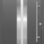 Anthrazitfarbene Haustür Thermospace Dublin Prime mit Edelstahlgriff und satiniertem Glas.