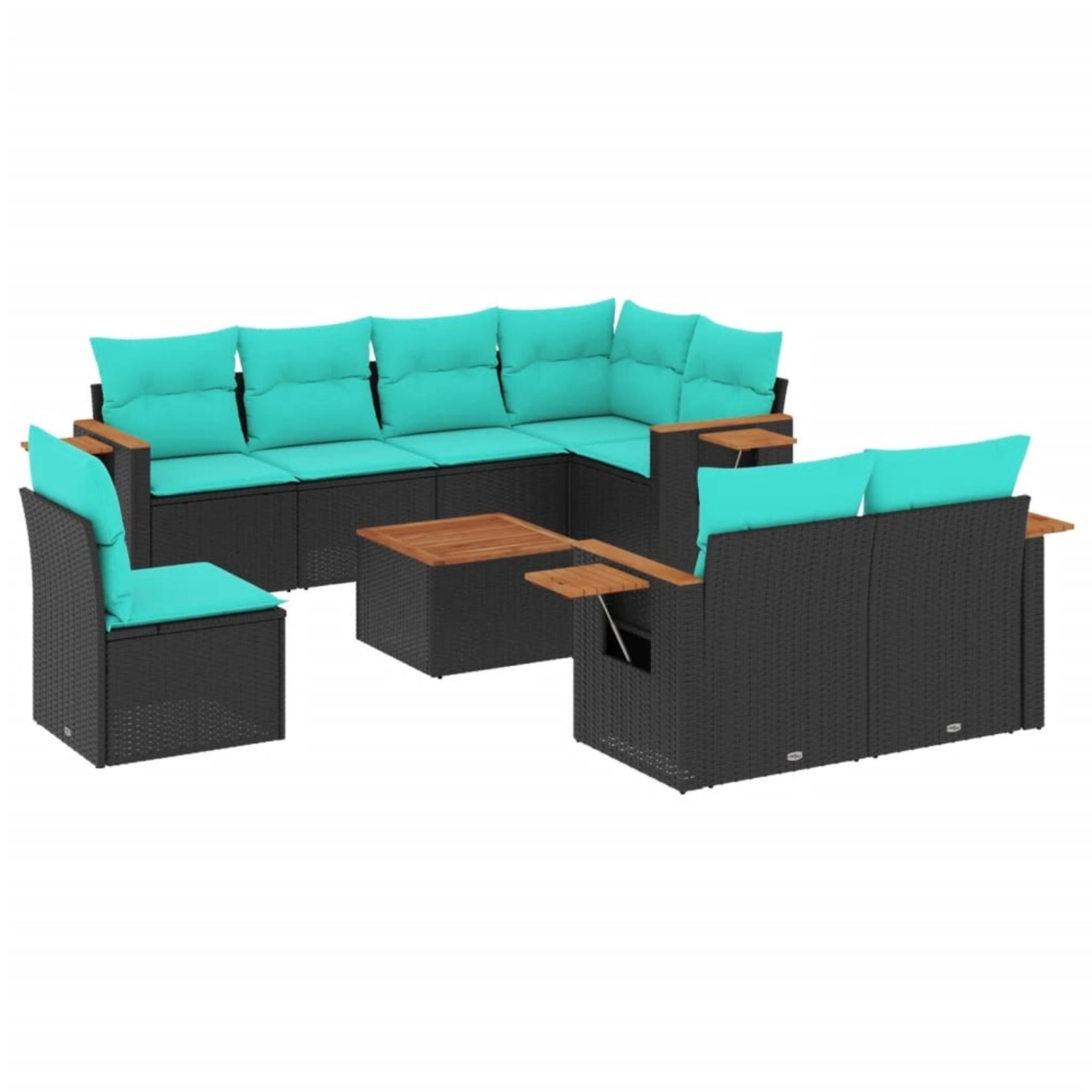 vidaXL 9-Tlg Garten-Sofagarnitur mit Kissen Schwarz Poly Rattan 3227009 günstig online kaufen