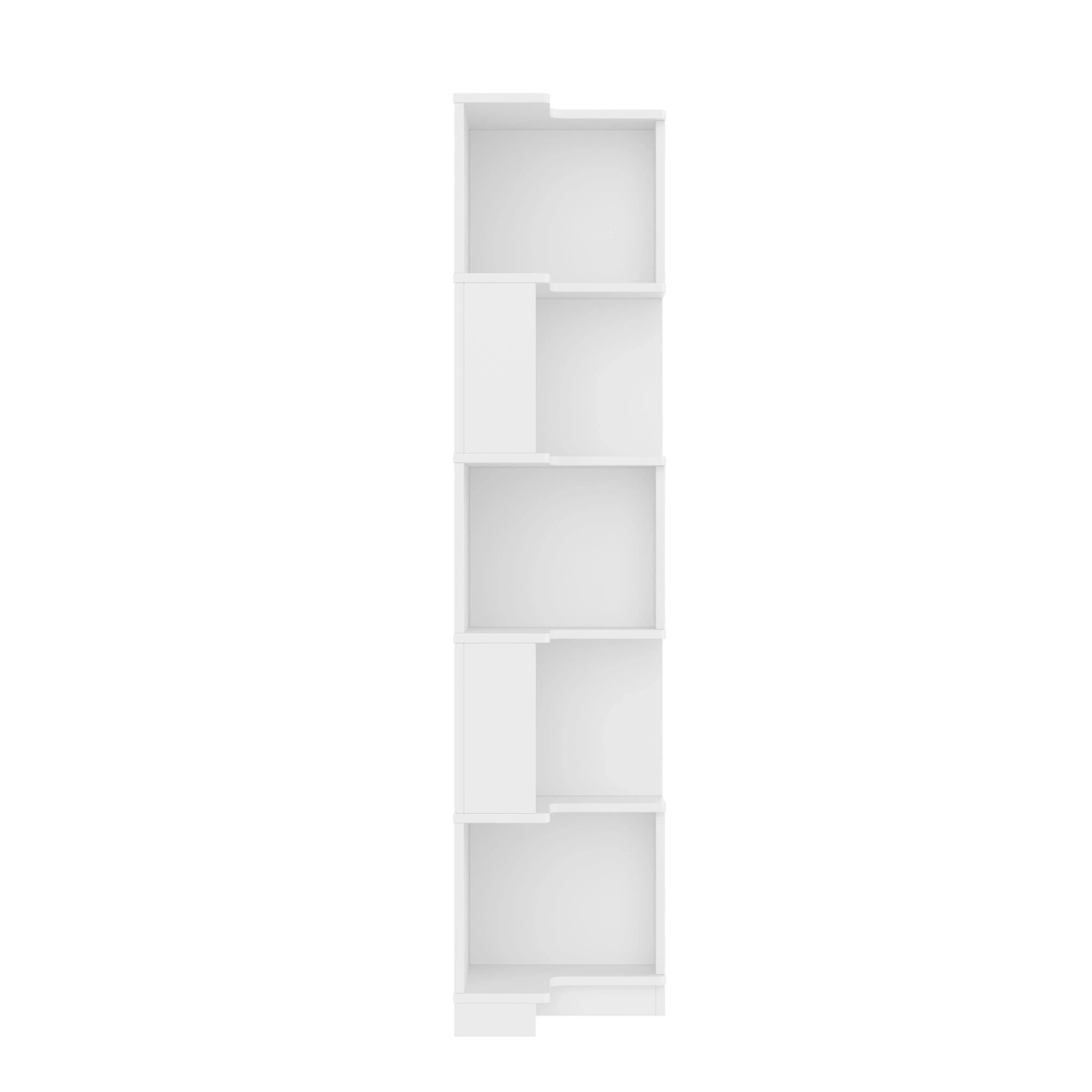 PXloue Eckbücherregal Weiß mit LED 63 x 45 x 175 cm L Form Fünf Ablagen MDF