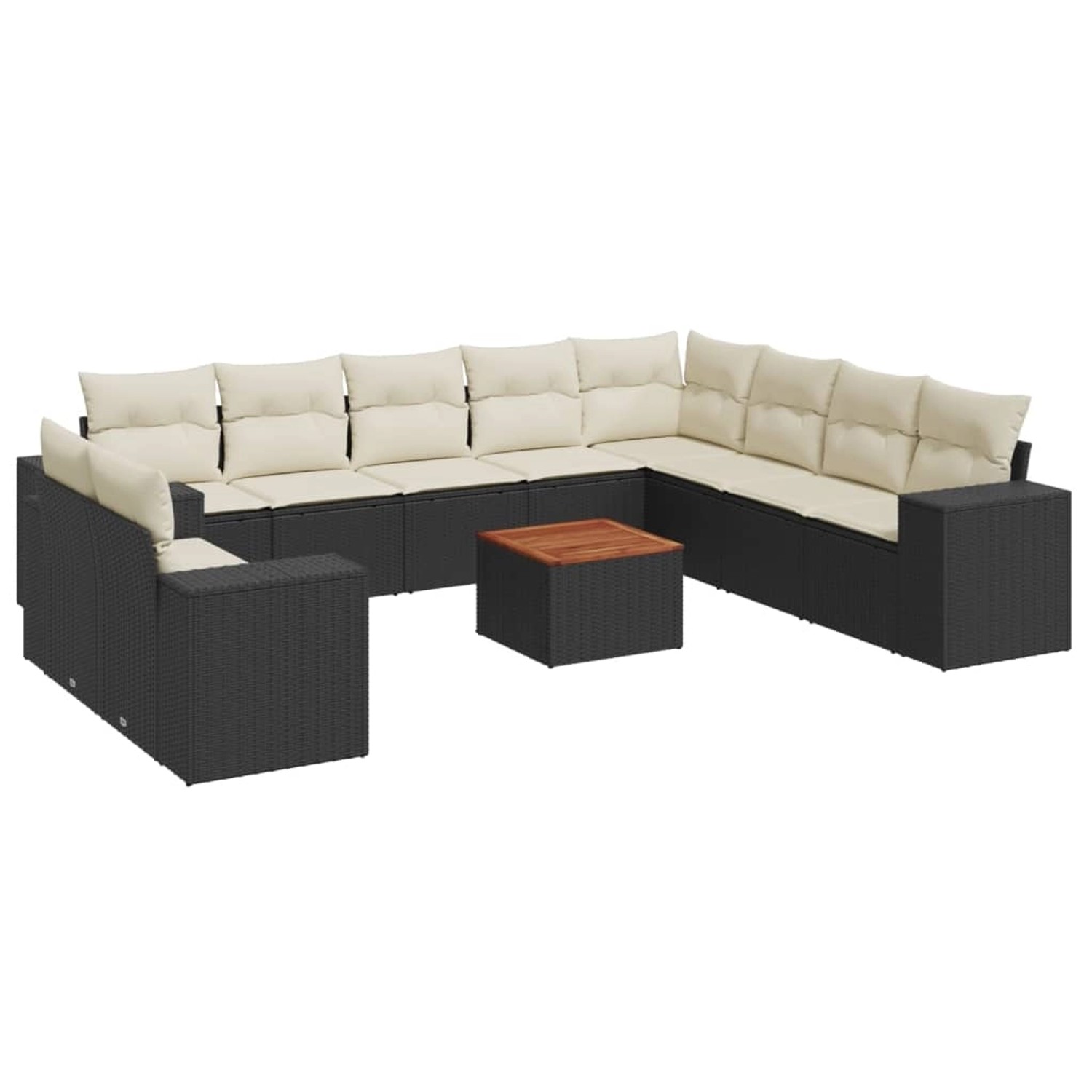 vidaXL 11-tlg Garten-Sofagarnitur mit Kissen Schwarz Poly Rattan Modell 115 günstig online kaufen