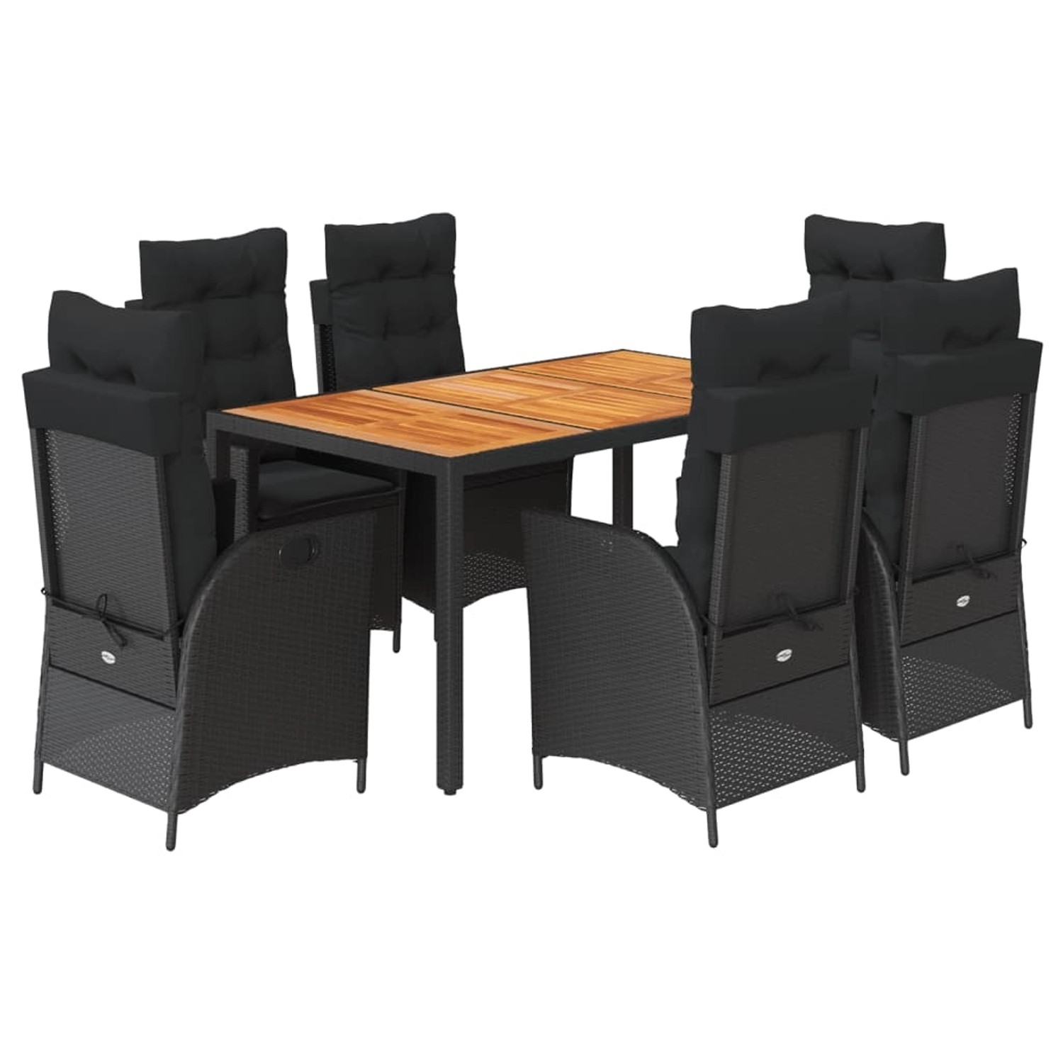 vidaXL 7-Tlg Garten-Essgruppe mit Kissen Schwarz Poly Rattan 3213099 günstig online kaufen