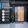 Björn&Schiller Fußmatte 55x90 cm mit silbernem Alurahmen und schwarzen Streifen für den Außenbereich.