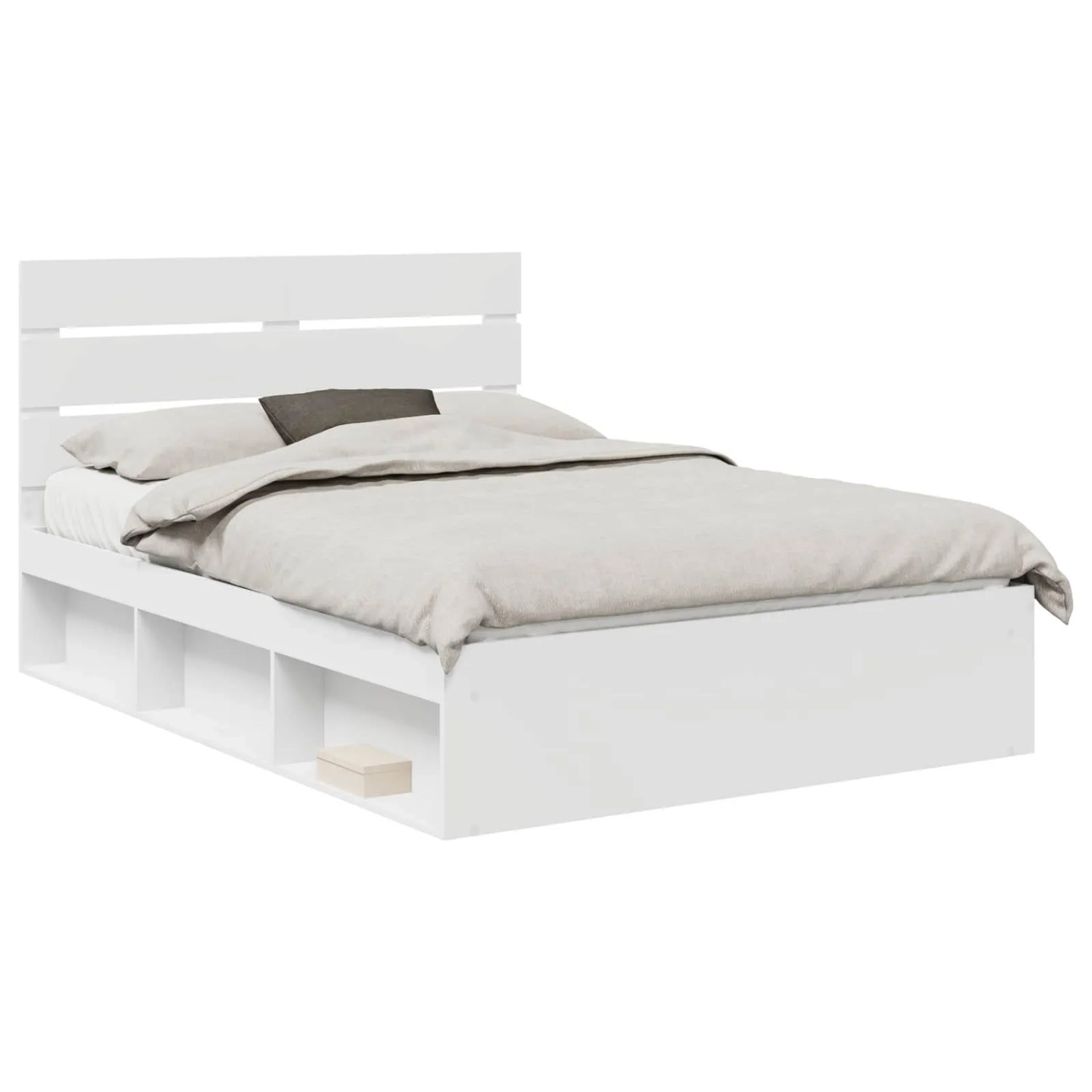 vidaXL Bettrahmen mit Kopfteil Weiß 160 x 200 cm Massives Kiefernholz 3411720