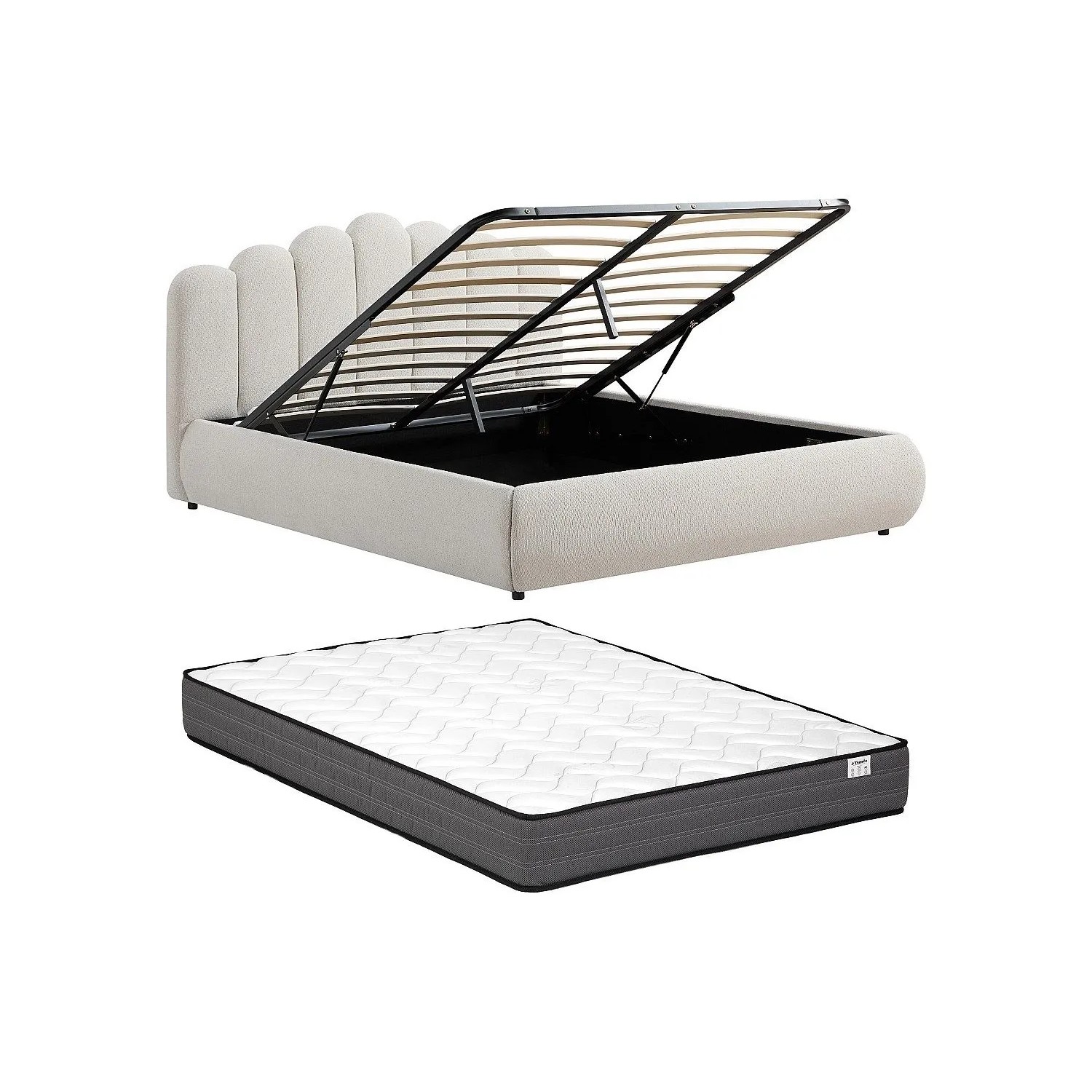 Vente-unique Bett Mit Bettkasten Silvatora Beige 212 cm
