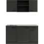 OPTIFIT Madrid420 Miniküche 150 cm in Anthrazit mit Spüle und Kühlschrank.