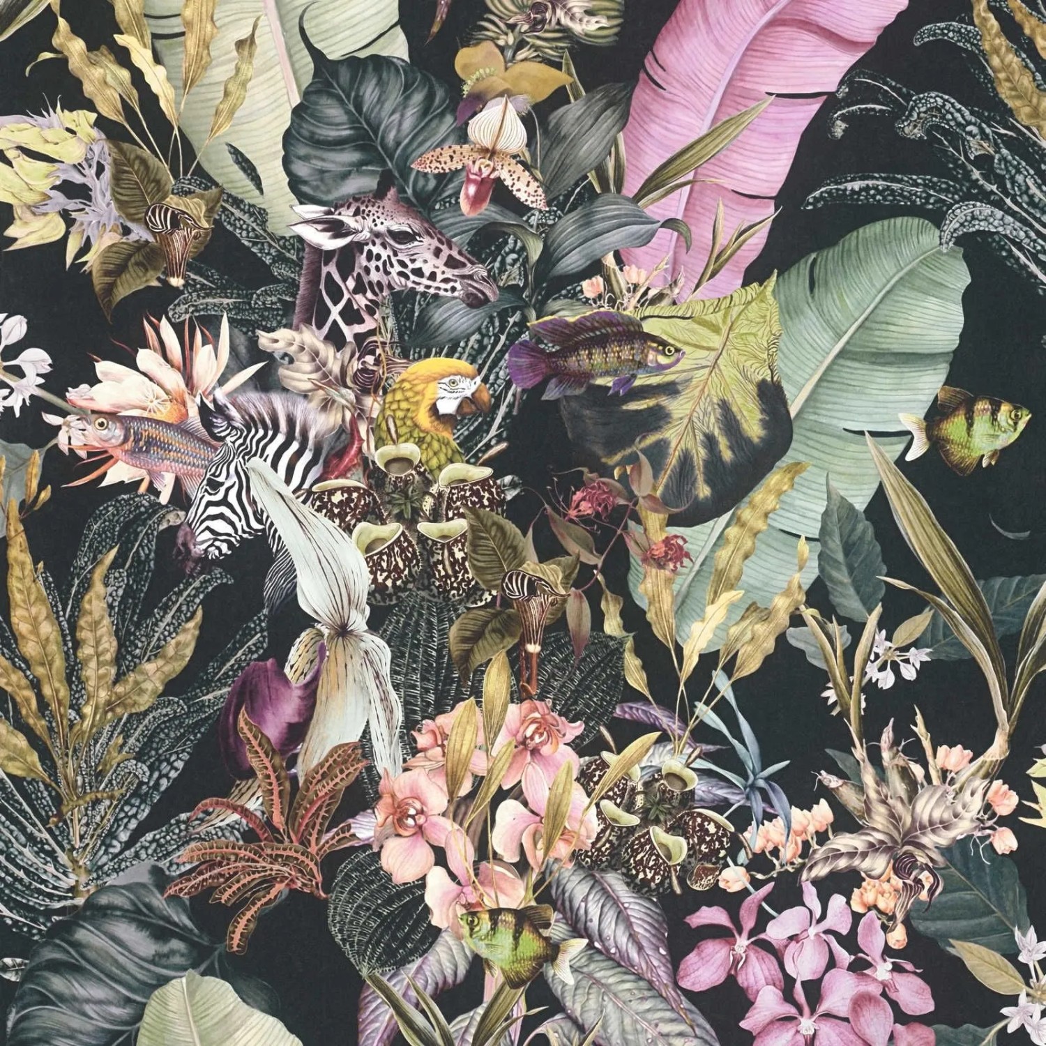 Tadessi Tapete Floral M1-No.779 Vliestapete in Schwarz