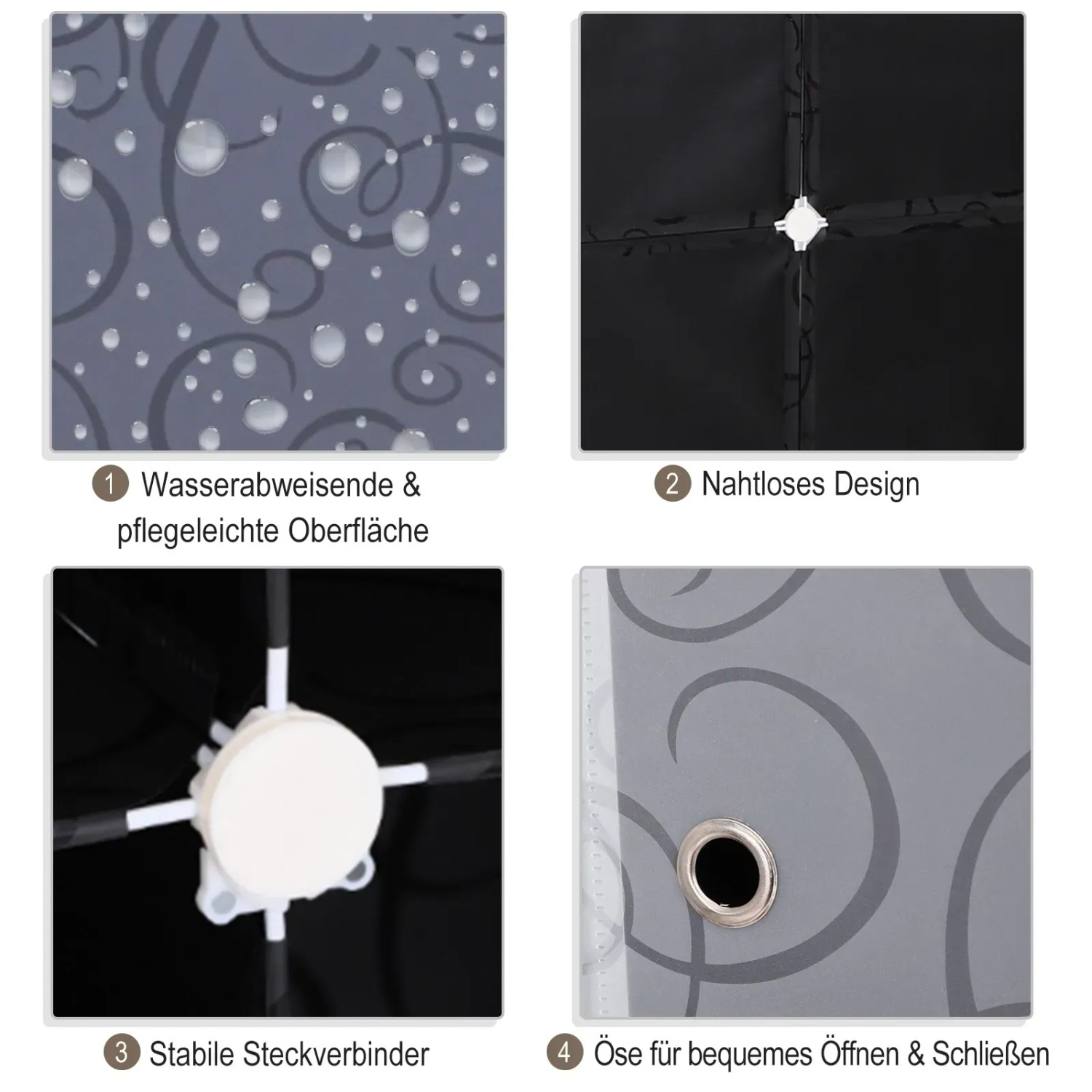 Details des HOMCOM DIY Kleiderschranks: wasserabweisende Oberfläche, nahtloses Design, stabile Verbinder, Öse.