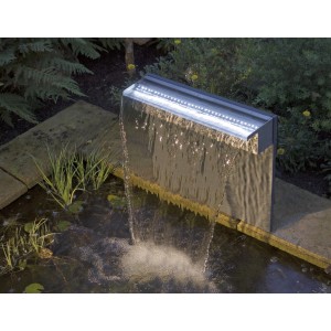 Ubbink Niagara LED Wasserfall, 60 cm breit, aus Edelstahl mit 35 LEDs, für Teichdeko.