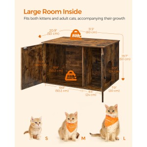 Feandrea Katzenklo-Schrank, 80x53x50 cm, braun. Katzenmöbel mit Tür und seitlichem Eingang.