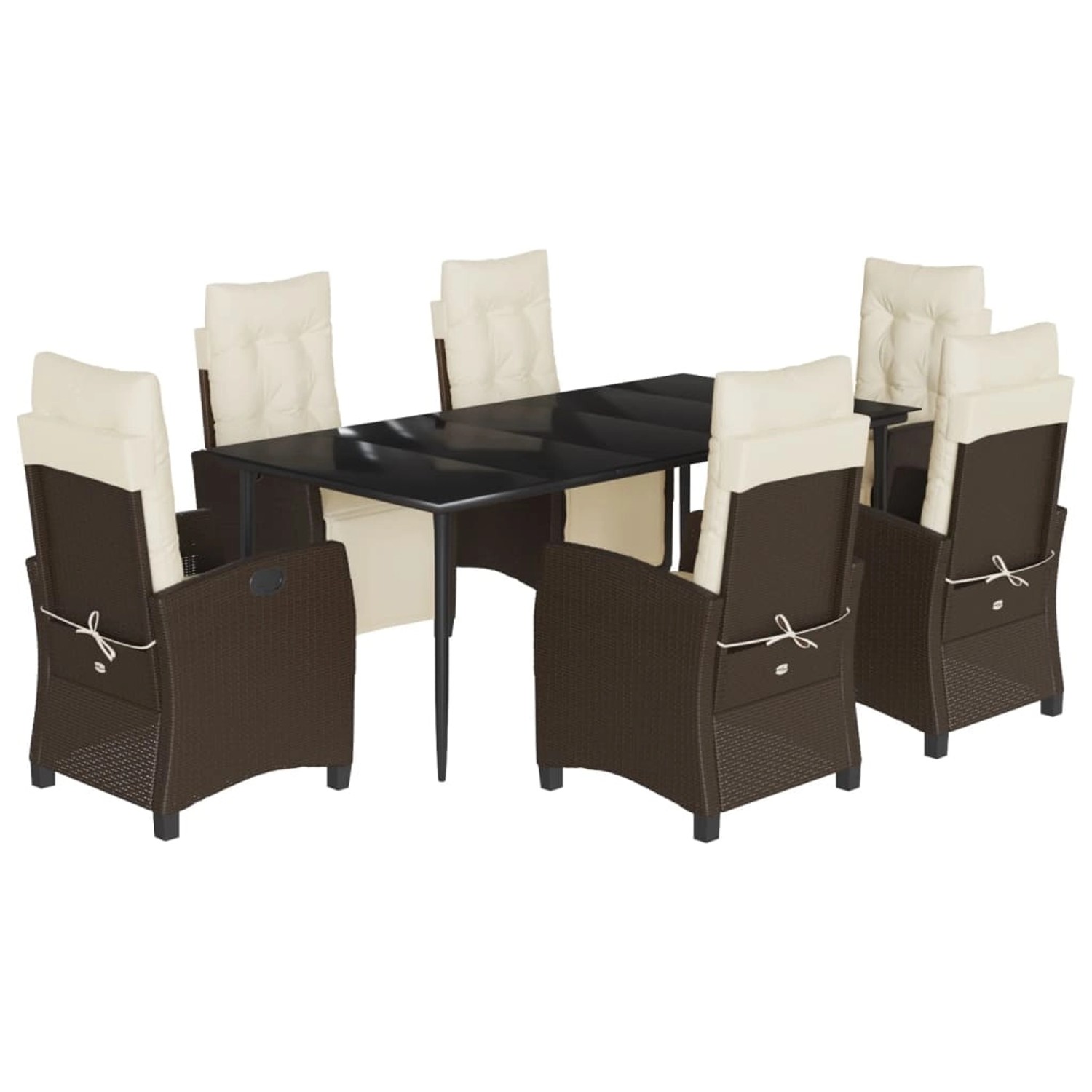 vidaXL 7-Tlg Garten-Essgruppe mit Kissen Braun Poly Rattan 3212979 günstig online kaufen