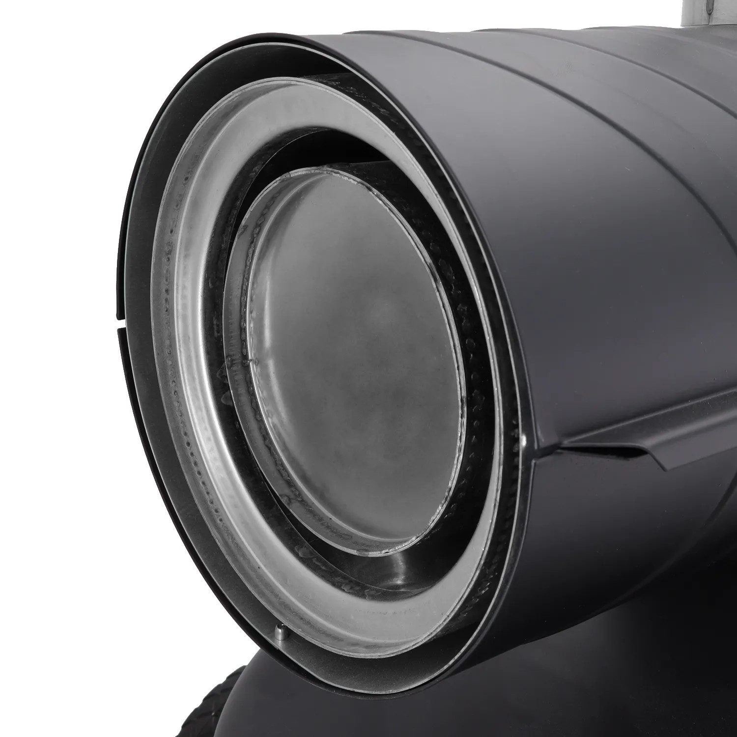 Detailaufnahme: TroniTechnik Diesel Heizkanone 20kW, Luftauslass mit hitzeresistenter Stahlkammer.