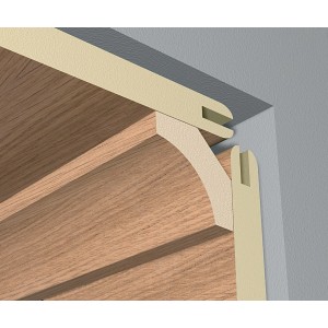 Hohlkehlleiste Esche Weiß, foliert, 22x22 mm, für Paneel-Zubehör. Detailansicht.