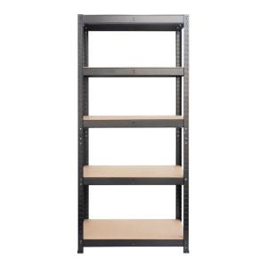 Schwarzes KARAT Schwerlastregal mit 5 Böden, maximale Traglast 875 kg.