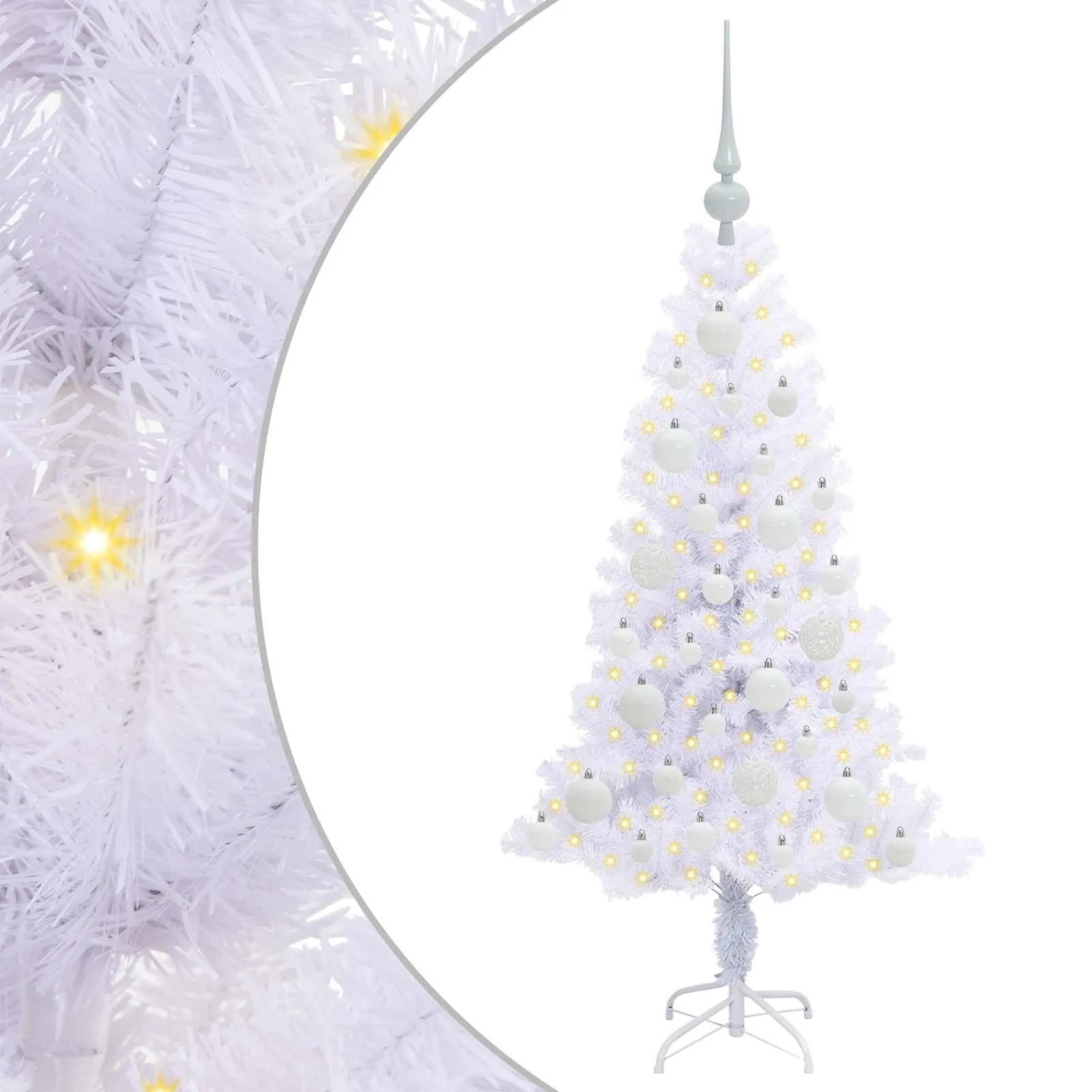 vidaXL Künstlicher Weihnachtsbaum Weiß 120 cm PVC und Stahl 3426642