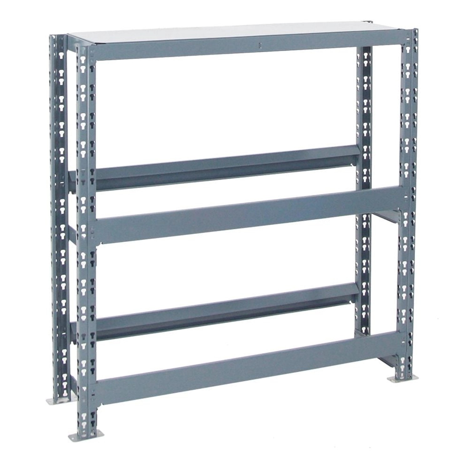 Graues PROREGAL Getränkekistenregal Tegernsee XL mit 2 Ebenen für 6 Kästen.