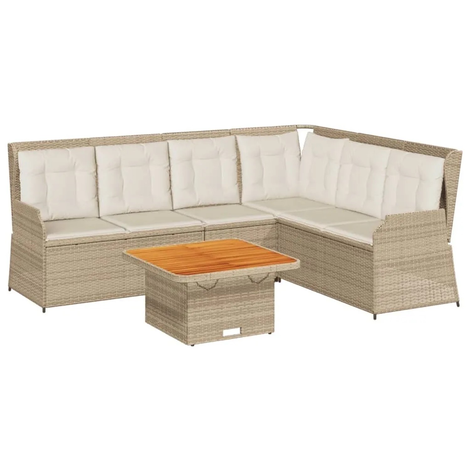 vidaXL 5-Tlg Garten-Lounge-Set mit Kissen Beige Poly Rattan 3262168