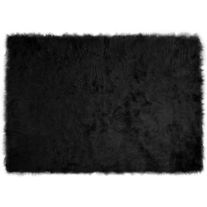 Schwarzer vidaXL Kunstschaffell Teppich Tafalla, 140x200 cm, aus weichem Polyester.
