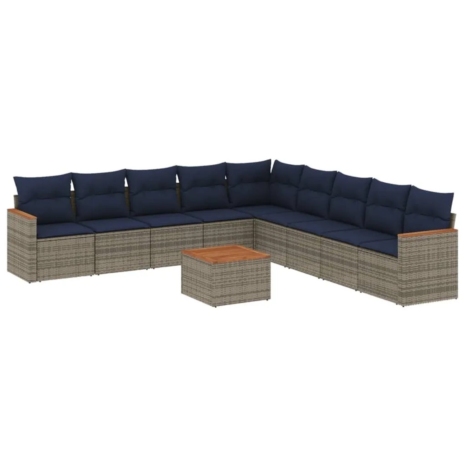 vidaXL 10-Tlg Gartensofa-Set mit Kissen Grau Polyrattan 3226068 günstig online kaufen
