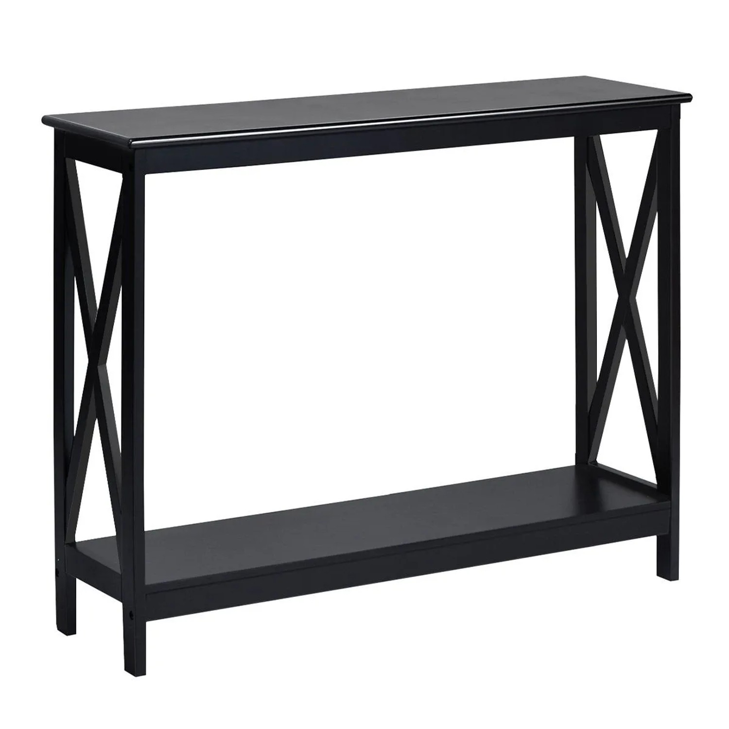Costway Beistelltisch Industrie Design Schwarz 2 Ebenen 100 x 30 x 80 cm