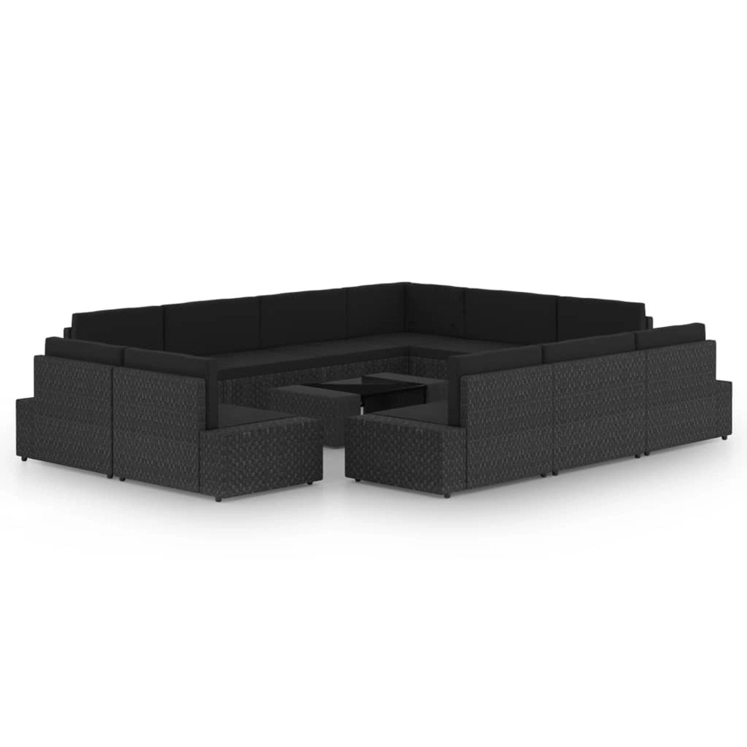 vidaXL 12-Tlg Garten-Lounge-Set mit Kissen Schwarz Poly Rattan 3067141